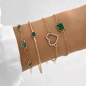 Heart & Square Bracelet Set